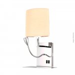 ARANDELA BEGE CABECEIRA ARTICULADA LED CARREGADOR CELULAR USB E27 (LAMPADA NÃO INCLUSA)