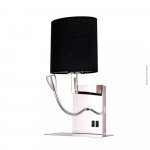 ARANDELA PRETA CABECEIRA ARTICULADA LED CARREGADOR CELULAR USB E27 (LAMPADA NÃO INCLUSA)