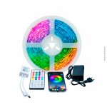FITA 64 LEDS RGB 5050 12V IP44 5W 10MM R 5 M (KV) ( COM FONTE)