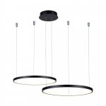 PENDENTE X PRETO 2 AROS COM LED INTERNO 3000K