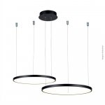 PENDENTE X PRETO 2 AROS COM LED INTERNO 3000K