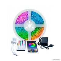 FITA 64 LEDS RGB 5050 12V IP44 5W 10MM R 5 M (KV) ( COM FONTE)