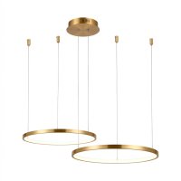 PENDENTE X DOURADO 2 AROS COM LED INTERNO 3000K