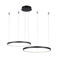 PENDENTE X PRETO 2 AROS COM LED INTERNO 3000K