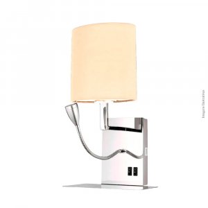 ARANDELA BEGE CABECEIRA ARTICULADA LED CARREGADOR CELULAR USB E27 (LAMPADA NÃO INCLUSA)