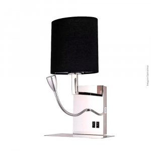 ARANDELA PRETA CABECEIRA ARTICULADA LED CARREGADOR CELULAR USB E27 (LAMPADA NÃO INCLUSA)