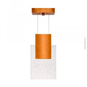 PENDENTE ITALY CRISTAL BOLHA TRANSPARENTE E DOURADO FOSCO BIVOLT