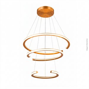 PENDENTE OPEN DOURADO 3 AROS LED EXTERNO 3000K