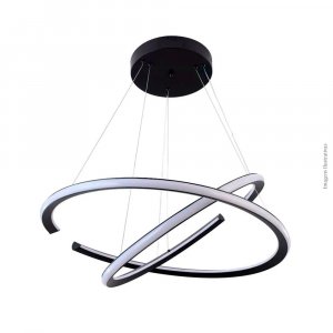 PENDENTE OPEN PRETO 2 AROS LED EXTERNO 100W 3000K