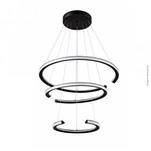 PENDENTE OPEN PRETO 3 AROS LED EXTERNO 100W 3000K