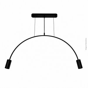PENDENTE PRETO ARCO LUMINÁRIA 2 SOQUETES E27 (LAMPADAS NÃO INCLUSAS)