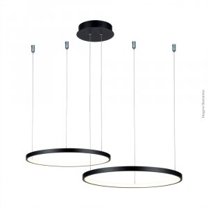 PENDENTE X PRETO 2 AROS COM LED INTERNO 3000K
