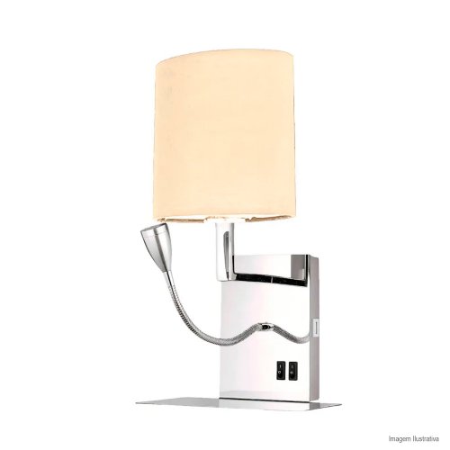 ARANDELA BEGE CABECEIRA ARTICULADA LED CARREGADOR CELULAR USB E27 (LAMPADA NÃO INCLUSA)