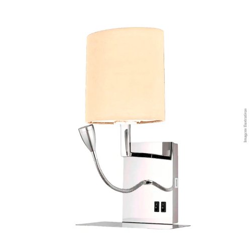 ARANDELA BEGE CABECEIRA ARTICULADA LED CARREGADOR CELULAR USB E27 (LAMPADA NÃO INCLUSA)