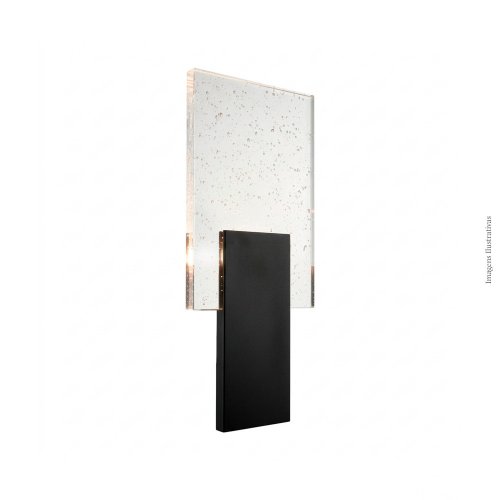 ARANDELA ITALY PRETA COM CRISTAL BOLHA TRANSPARENTE