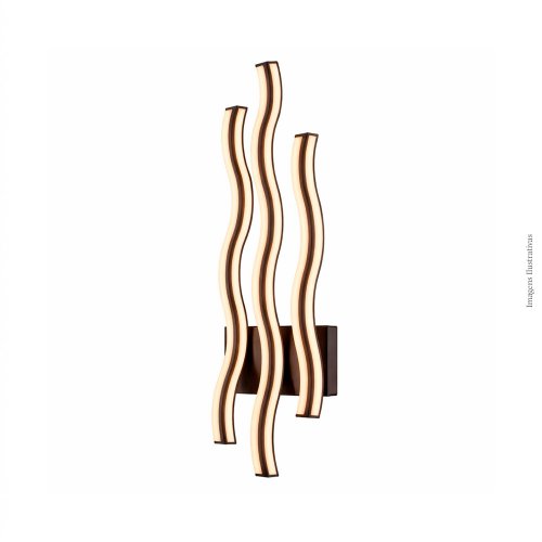 ARANDELA WAVE PRETA 3 ONDAS LED