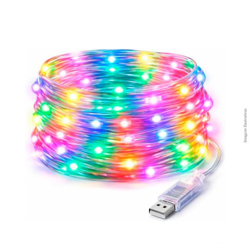CORDÃO LED RGB IP65 SMART BLUETHOOTH USB 10MT