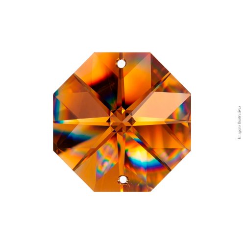 CRISTAL CASTANHA ÂMBAR 14MM 2 FUROS
