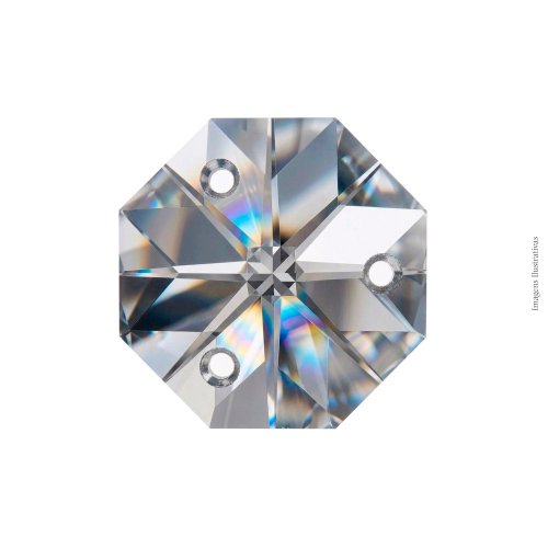 CRISTAL CASTANHA TRANSPARENTE 14MM 3 FUROS