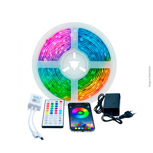 FITA 30 LEDS RGB DIGITAL 12V IP20 7W 8MM R 5M (COM CONTROLE)