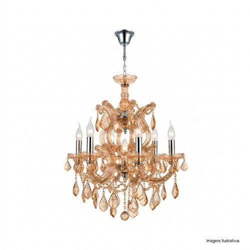LUSTRE MARIA TEREZA ÂMBAR E14 8 SOQUETES
