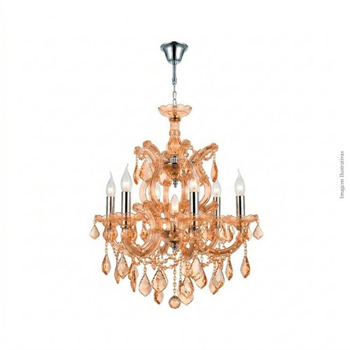 LUSTRE MARIA TEREZA ÂMBAR E14 8 SOQUETES