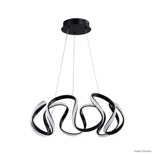 PENDENTE LED EM CURVAS PRETO 3000K 90W