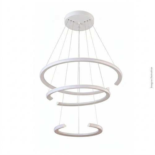 PENDENTE OPEN BRANCO 3 AROS LED EXTERNO 100W 3000K