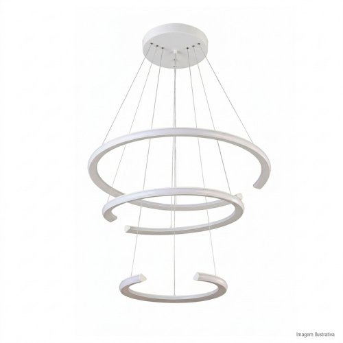 PENDENTE OPEN BRANCO 3 AROS LED EXTERNO 100W 3000K
