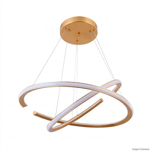PENDENTE OPEN DOURADO 2 AROS LED EXTERNO 100W 3000K