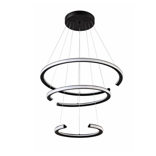 PENDENTE OPEN PRETO 3 AROS LED EXTERNO 100W 3000K